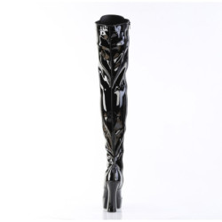 Pleaser ELECTRA-3023 Patent Platform Thigh High Boots