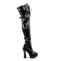Pleaser ELECTRA-3028 Patent Platform Thigh High Boots