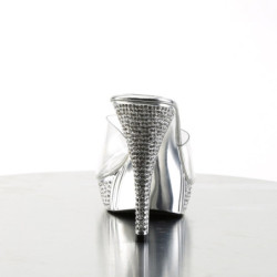 Fabulicious ELEGANT-401 Transparent Silver High Mules