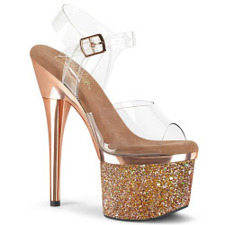 Pleaser ESTEEM-708CHLG Rose Gold Chrome High Heels