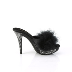 Fabulicious ELEGANT-401F Black Feathers Vegan Leather