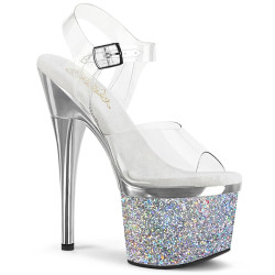 Pleaser ESTEEM-708CHLG Silver Chrome Platform High Heels