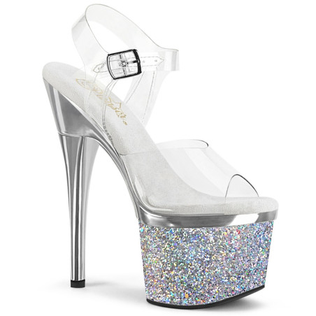 Pleaser ESTEEM-708CHLG Silver Chrome Platform High Heels