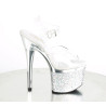 Pleaser ESTEEM-708CHLG Silver Chrome Platform High Heels