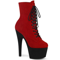 Pleaser ADORE-1020FSTT Red Vegan Suede Black Sale Women