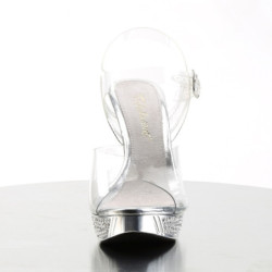 Fabulicious ELEGANT-408 Clear Silver Heeled Sandals