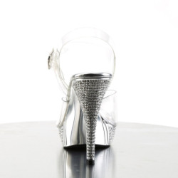 Fabulicious ELEGANT-408 Clear Silver Heeled Sandals