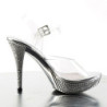 Fabulicious ELEGANT-408 Clear Silver Heeled Sandals