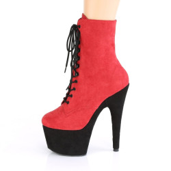 Pleaser ADORE-1020FSTT Red Vegan Suede Black Sale Women