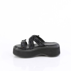 Demonia EMILY-07 Black Vegan Platform Women Mules
