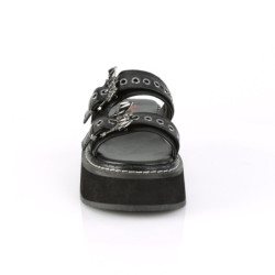 Demonia EMILY-100 Black Vegan Platform Women Mules