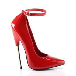 Devious SCREAM-12 Red Spike Steel Heels Stiletto Pumps