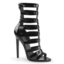 Pleaser SEXY-52 Black Patent High Heeled Ankle Boots