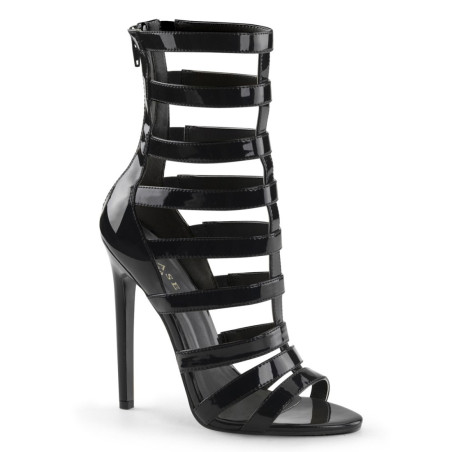 Pleaser SEXY-52 Black Patent High Heeled Ankle Boots