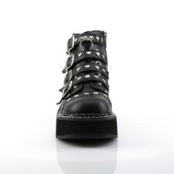Demonia EMILY-315 Black Vegan Platform Buckle Boots