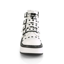 Demonia EMILY-315 White Vegan Platform Buckle Boots