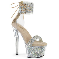 Pleaser SKY-327RSI Silver Strass Nude Sale Women
