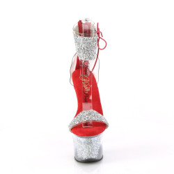 Pleaser SKY-327RSI Silver Strass Red Sale Women