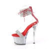 Pleaser SKY-327RSI Silver Strass Red Sale Women