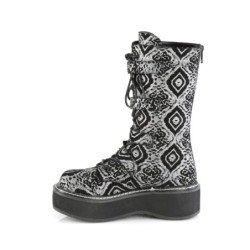 Demonia EMILY-322 Black Silver Platform Buckle Boots