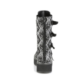 Demonia EMILY-322 Black Silver Platform Buckle Boots