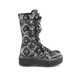 Demonia EMILY-322 Black Silver Platform Buckle Boots