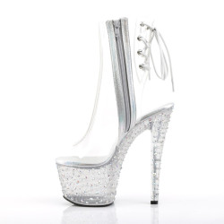 Pleaser STARDANCE-1018C-7 Transparent Silver Strass