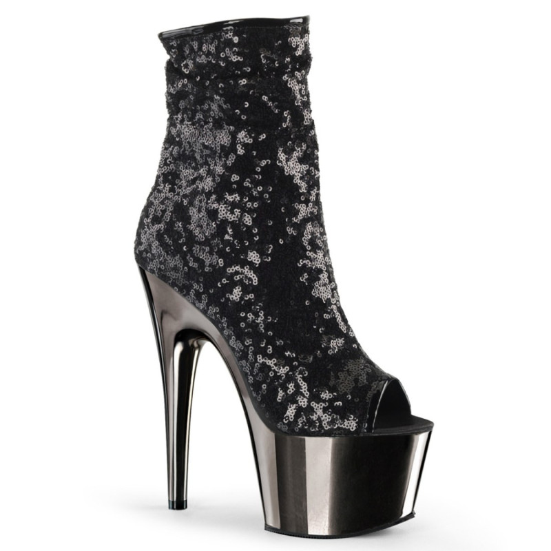 Pleaser ADORE-1008SQ Black Sequins Pewter Chrome Sale Pleaser ADORE-1008SQ Black Sequins Pewter Chrome Sale
