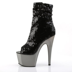 Pleaser ADORE-1008SQ Black Sequins Pewter Chrome Sale
