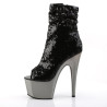 Pleaser ADORE-1008SQ Black Sequins Pewter Chrome Sale