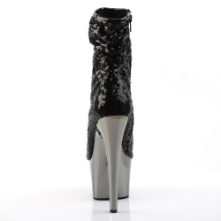 Pleaser ADORE-1008SQ Black Sequins Pewter Chrome Sale