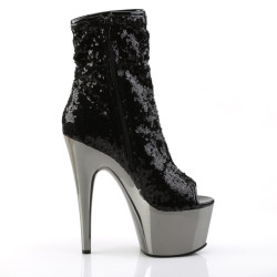 Pleaser ADORE-1008SQ Black Sequins Pewter Chrome Sale