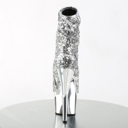 Pleaser ADORE-1008SQ Silver Sequins Chrome Sale Women