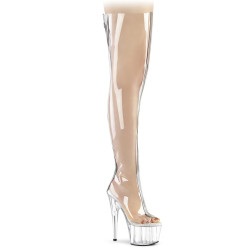 Pleaser ADORE-3021 Transparent Vegan Silver Metallic
