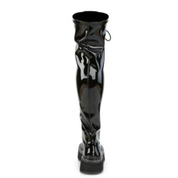 Demonia EMILY-375 Black Patent Platform Thigh High Boots