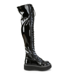 Demonia EMILY-375 Black Patent Platform Thigh High Boots