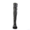 Demonia EMILY-375 Black Vegan Platform Thigh High Boots