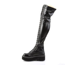 Demonia EMILY-375 Black Vegan Platform Thigh High Boots