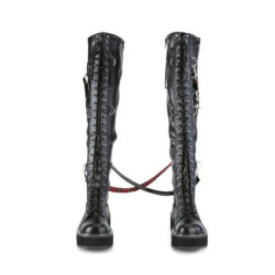 Demonia EMILY-377 Black Vegan Platform Thigh High Boots