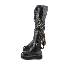 Demonia EMILY-377 Black Vegan Platform Thigh High Boots
