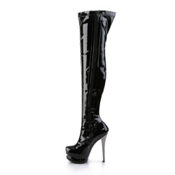 Pleaser BLONDIE-3000 Black Patent Pewter Chrome Sale