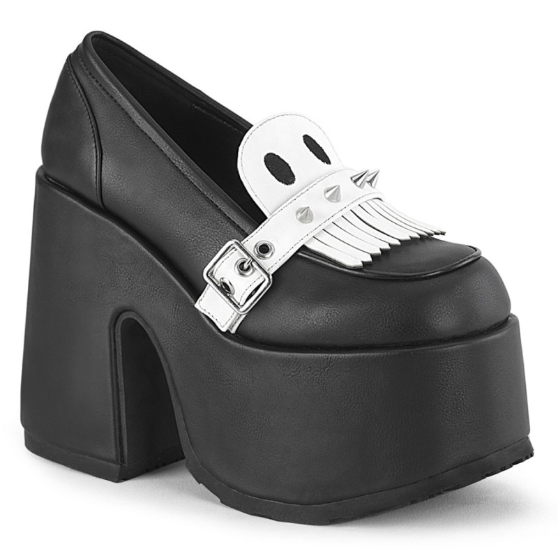 Demonia CAMEL-58 Black Vegan T-Strap Chunky Shoes