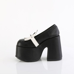 Demonia CAMEL-58 Black Vegan T-Strap Chunky Shoes