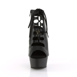 Pleaser DELIGHT-600-20 Black Vegan Leather Ankle Boots