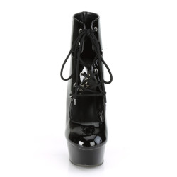 Pleaser DELIGHT-600-22 Black Patent Heeled Ankle Boots