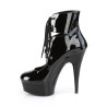 Pleaser DELIGHT-600-22 Black Patent Heeled Ankle Boots