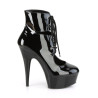 Pleaser DELIGHT-600-22 Black Patent Heeled Ankle Boots