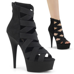 Pleaser DELIGHT-600-24 Black Criss Cross Bootie Sandals