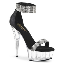 Pleaser DELIGHT-641 Black Ankle Cuff High Heeled Shoes