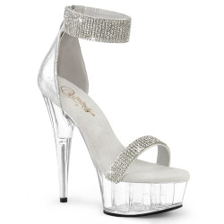 Pleaser DELIGHT-641 Silver Ankle Cuff High Heeled Shoes